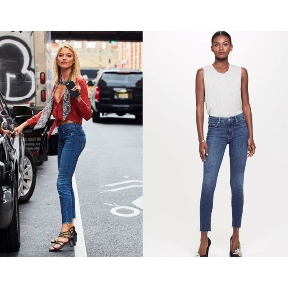 $210 Mother Denim The Looker Ankle Fray Jeans In Girl Crush Size 28